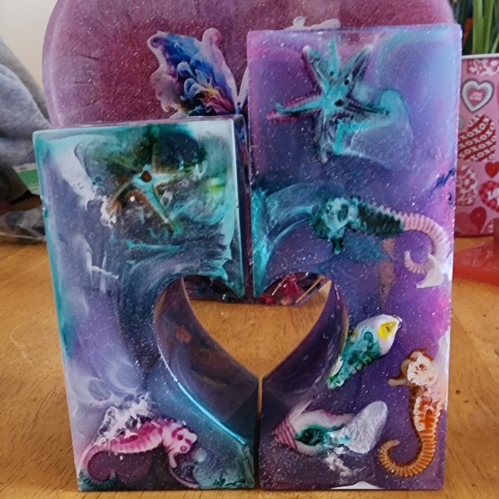 Purple and Blue Sea Life Resin Art